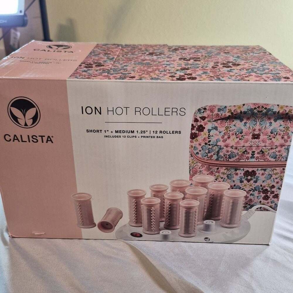 Calista Ion Hot Rollers 12pc Set with Special Edition Floral Bag and Clips